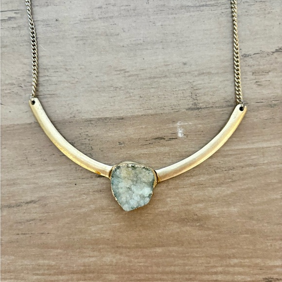 Gold and Blue Stone Pendant Boutique Necklace - Picture 2 of 4